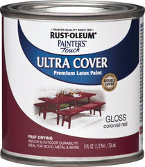 Rust-Oleum 1964730 Brush On Paint Painters Touch Latex, 8 Fl Oz (Pack of 1), Gloss Colonial Red