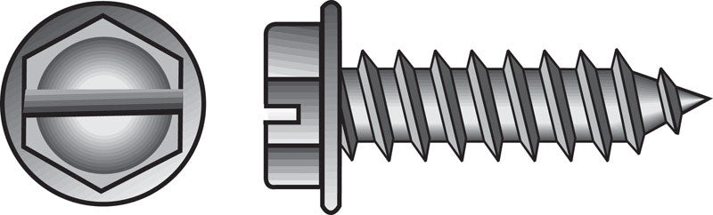 The Hillman Group 70262 6-Inch x 1-1/4-Inch Hex Washer Head Slotted Sheet Metal Screw, 100-Pack, 1.25 inches, Silver
