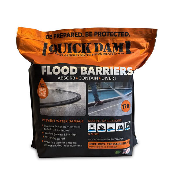 Quick Dam 3.5 in. H x 17 ft. L Flood Barrier, Black, Rubber & Plastic, QD617-8, Flood Protection, Water Containment QD617-1
