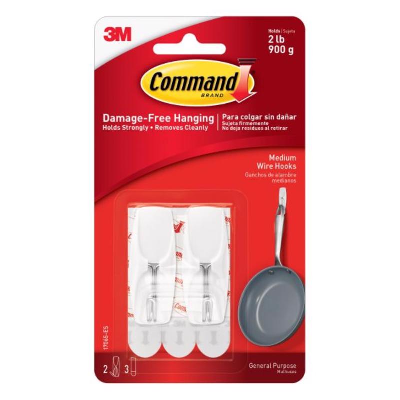 3M Command Medium Plastic Hook 2-1/6 in. L 2 pk 17065-ES