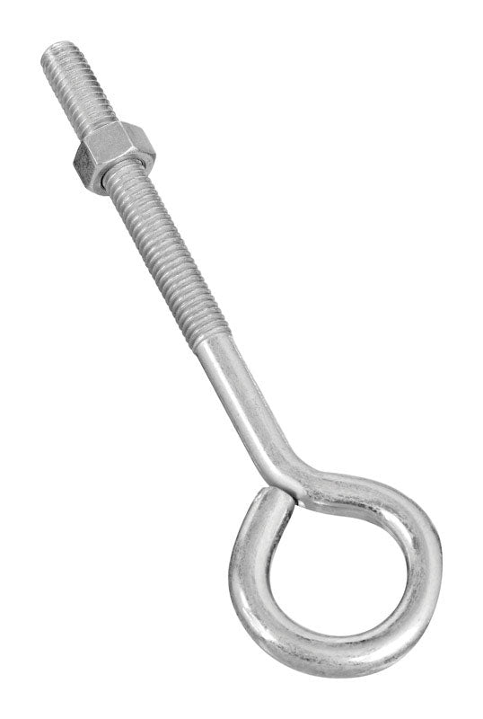 National Hardware N221-283 2160BC Eye Bolt 3/8 in x 6 in Zinc Plated Steel with Hex Nut Included 160 lbs Safe Working Load for Interior and Exterior Applications Industrial Grade