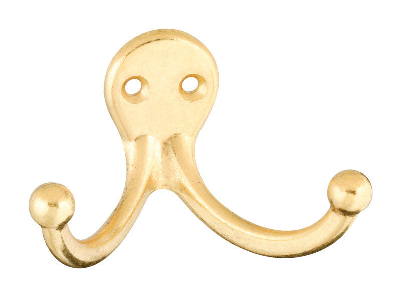 National Hardware N199-224 V163 Double Clothes Hooks in Brass, 2 pack