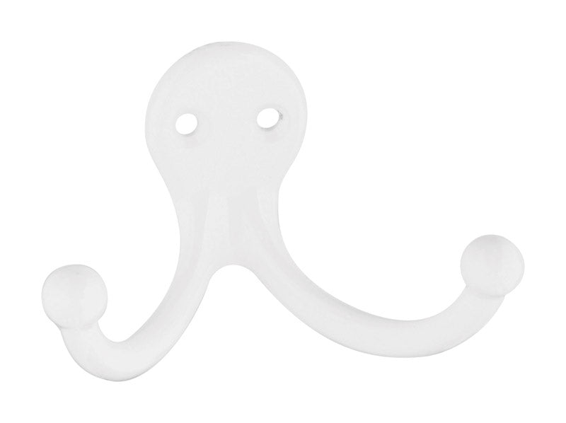 National Hardware N248-385 V163 Double Clothes Hooks in White, 2 pack