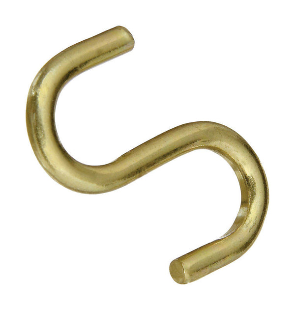 National Hardware N121-806 V2077 Open S Hooks - Solid Brass in Solid Brass, 3 pack