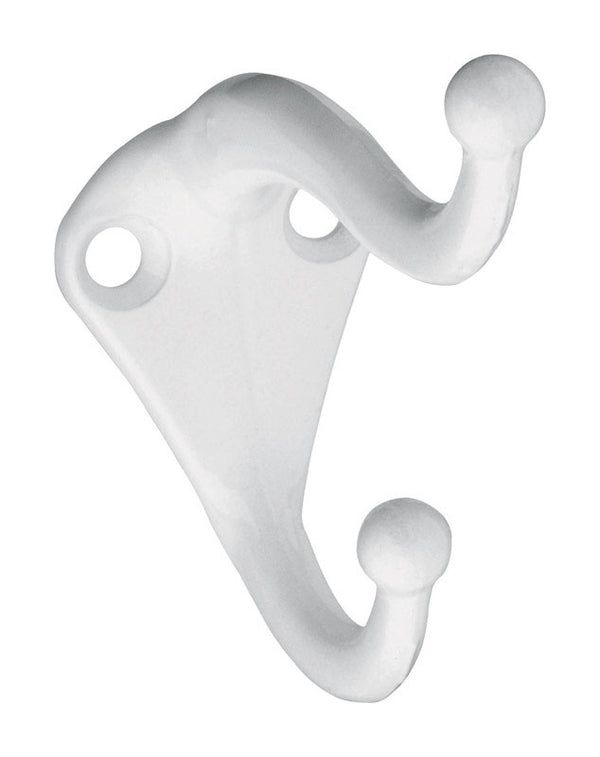 National Hardware N248-369 2.75" X 2.35" White Coat/Hat Hook