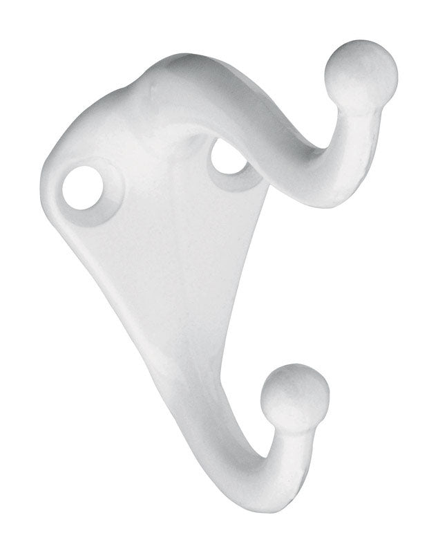 National Hardware N248-369 2.75" X 2.35" White Coat/Hat Hook