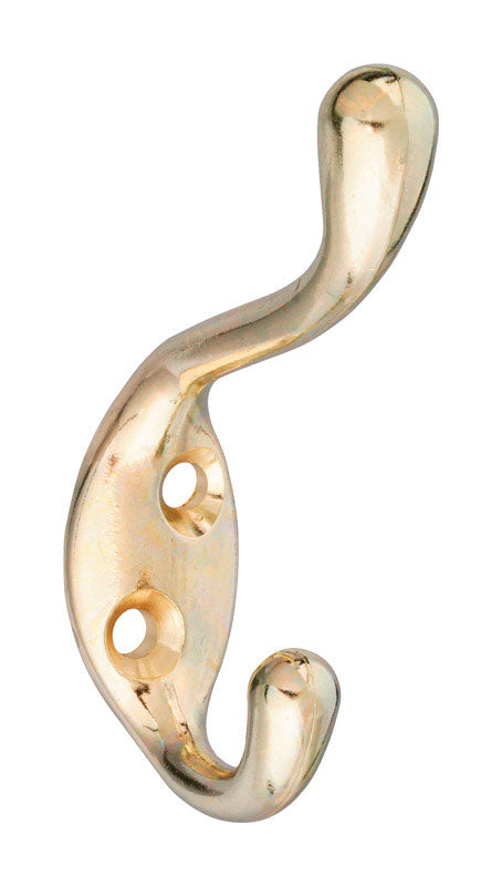 National Hardware N248-229 V166 Heavy Duty Coat and Hat Hook in Brass