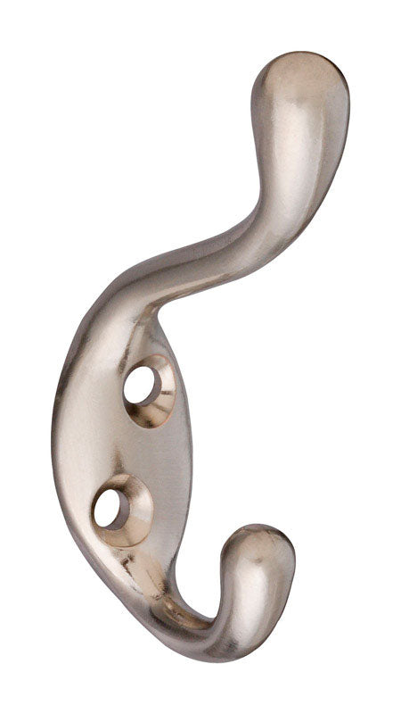 National Hardware N331-009 V166 Heavy Duty Coat and Hat Hook in Satin Nickel