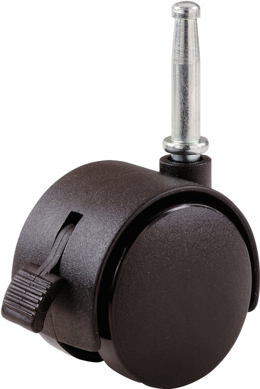 Shepherd Hardware 9406 2-Inch Office Chair Caster, Twin Wheel with Brake, 5/16-Inch Stem Diameter, 75lb Load Capacity, 2-Pack,Black