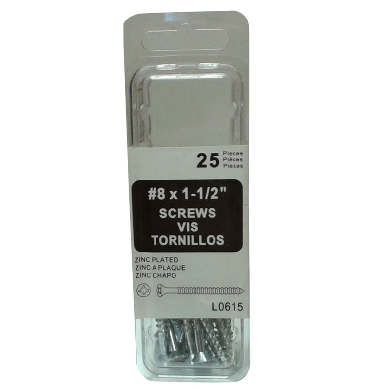 Amerimax No. 8 x 1.5 in. L Zinc-Plated Wood Screws 25 pk