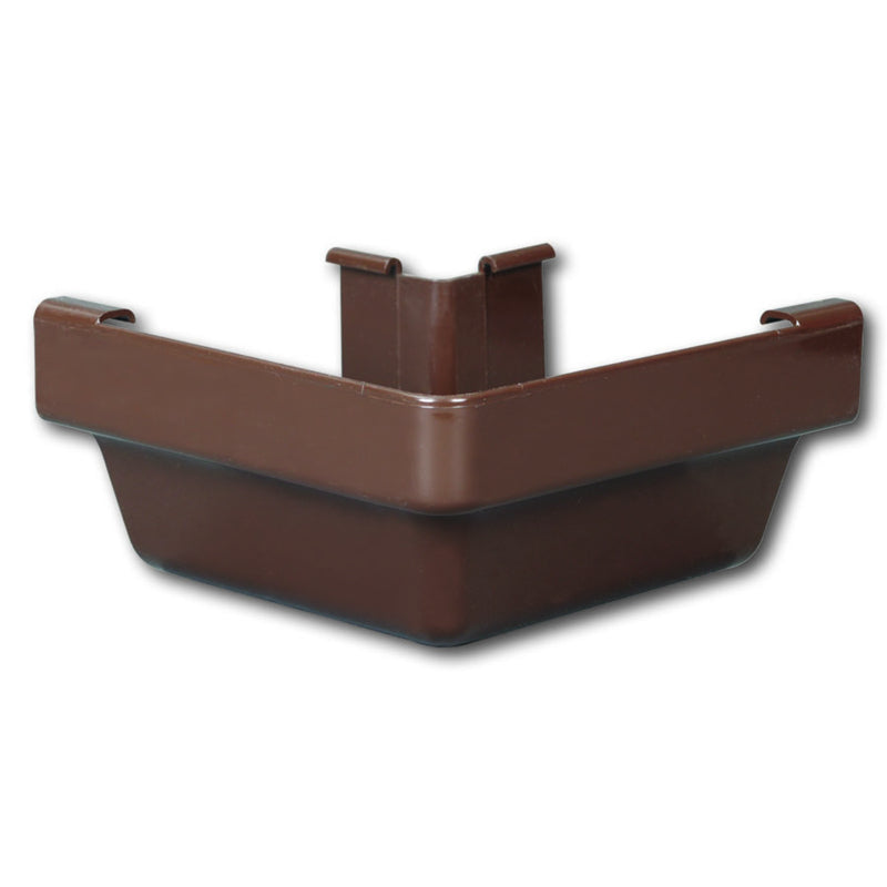 Gutter Outside Miter, K-Style, Traditional, Vinyl, Brown, 5-In.