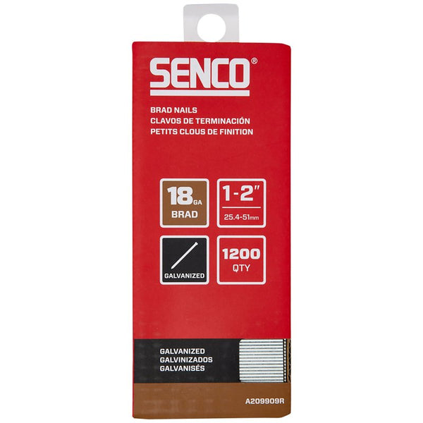 SENCO A209909R 1" - 2" 18 Gauge Brad Nails, Galvanized Finish, Collated 1,200 Count Pack