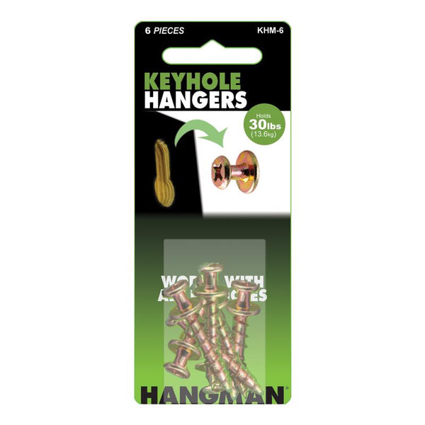 Hangman Silver Keyhole Hangers 100 lb. 6 pk KHM-6