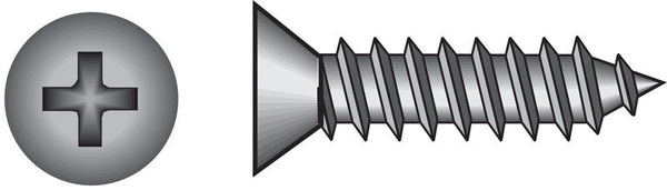 Hillman 8 in. x 1/2 in. L Phillips Flat Head Zinc-Plated Steel Sheet Metal Screws 100 1 pk 80180