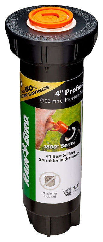 Rain Bird 1804LNPRS Pressure Regulating (PRS) Professional Sprinkler, Body Only No Nozzle, 4" Pop-up Height, Black
