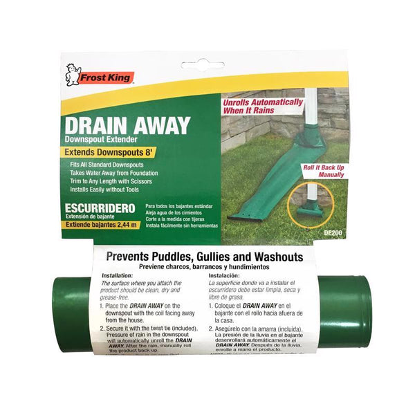 Thermwell Frost King Drain Away 7 in. H x 7 in. W x 8 ft. L Green Plastic K Downspout Extension DE200