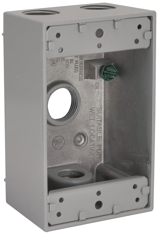 Hubbell 5321-5 Bell Raco Weatherproof Outlet Box, 1 Gang, 18.3 Cu-in X 4-1/2 in L X 2-3/4 in W X 2 in D, 4-1/2" x 2-3/4", Product Specific
