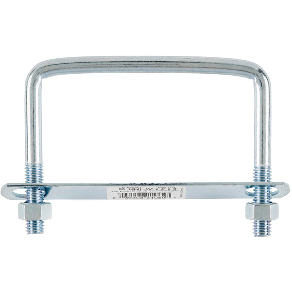 Hampton 3/8 in. S X 4 in. W X 3 in. L Coarse Zinc-Plated Steel Square Bend U Bolt - Total Qty: 10 02-3452-503 (10-Pack)