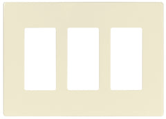 Eaton PJS263LA Decorator Screwless Wallplate, 3-Gang, Light Almond