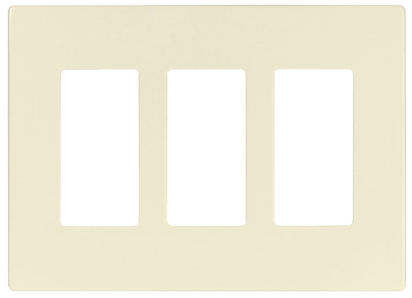 Eaton PJS263LA Decorator Screwless Wallplate, 3-Gang, Light Almond