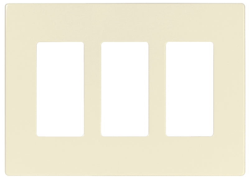 Eaton PJS263LA Decorator Screwless Wallplate, 3-Gang, Light Almond