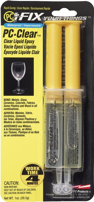 PC Products PC-Clear Epoxy Adhesive Liquid, 1oz Double Syringe, Clear 70147
