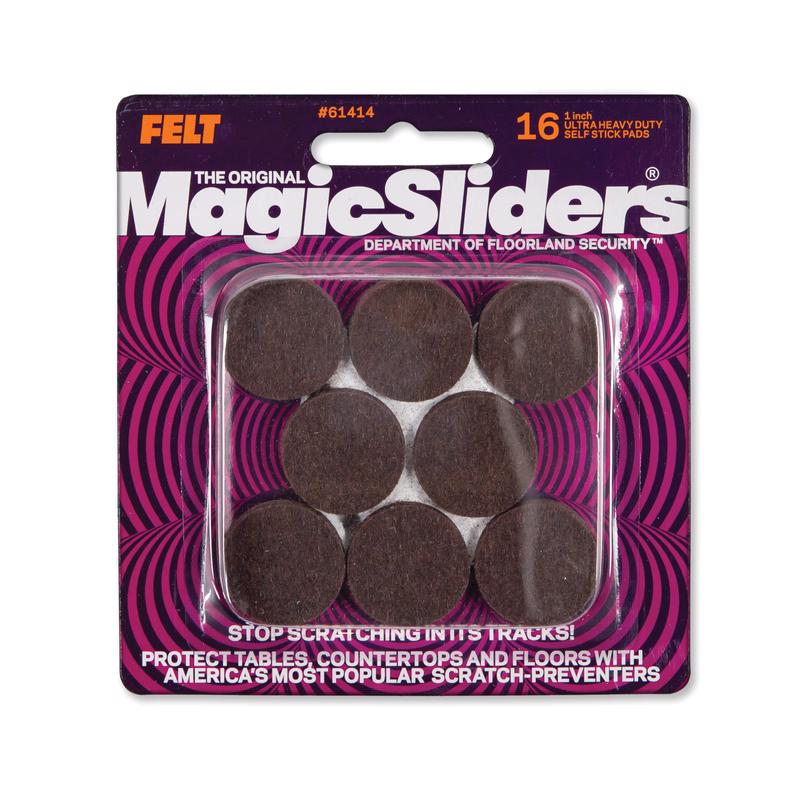 Magic Sliders Felt Protective Pads Brown Round 1 in. W x 1 in. L 16 pk Self Adhesive