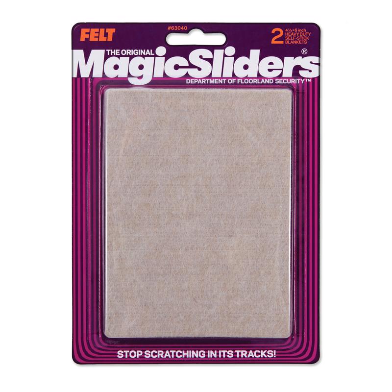 Magic Sliders Felt Self Adhesive Protective Pads Tan Rectangle 6 in. W x 4-1/2 in. L 2 pk