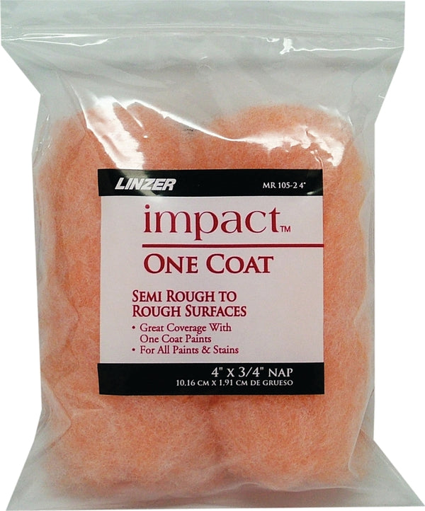Linzer MR 105-2 0400 Impact Knit Polyester Nap Roller Covers (2 Pack), 3/4" Mr 105-2 4IN