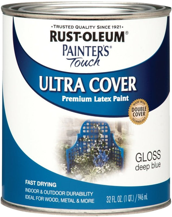 Rust-Oleum 224428T Brush 224428 Painter's Touch Latex Paint, Quart, Gloss Deep Blue, 1 (Pack of 1)