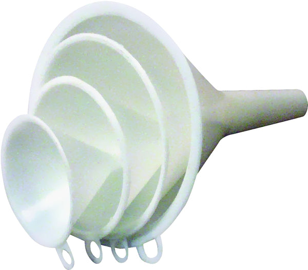 Chef Craft Set of 4 General Purpose Plastic Assorted Sizes Nested Funnel Set, White 20493