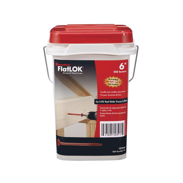 FastenMaster Flatlok No. 14 x 6 in. L #40 Torx Tap Flat Head Epoxy Carbon Steel Wood Screws 250 pk FMFL006B-250