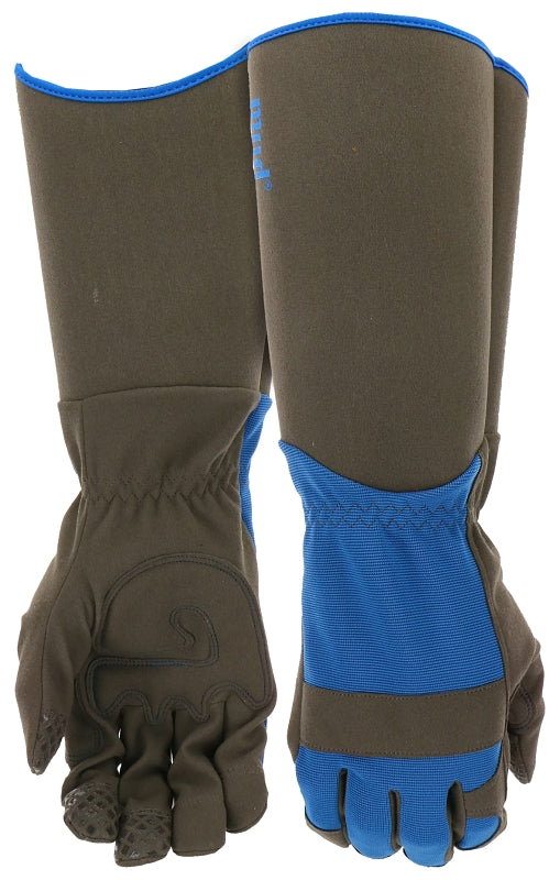 Gauntlet Mud Men's Synthetic Leather Palm with Extended Safety Cuff Garden Gloves, Silicone Fingertips, Padded Palm, Abrasion Resistant, Blue, Medium/Large (MD53011BB-ML)