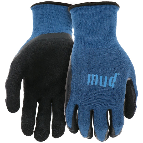 Mud Bamboo Moisture-Wicking & UV Protection Latex Coated Work Gloves, Enhanced Grip, Puncture Resistant, Blue/Black, Medium (SM7196B/SM)