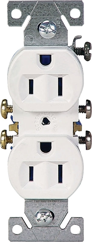 Cooper Wiring 270w Grounding Standard Duplex Receptacles, 2-Pole, White, 15a