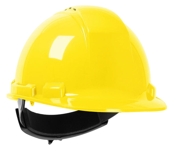 Pip Dynamic Whistler Cap Style Vented Hard Hat, HDPE Shell, ANSI Type 1, Class C, 4-Point Suspension, Wheel Ratchet Adjustment, Yellow (280-HP241RV-02)