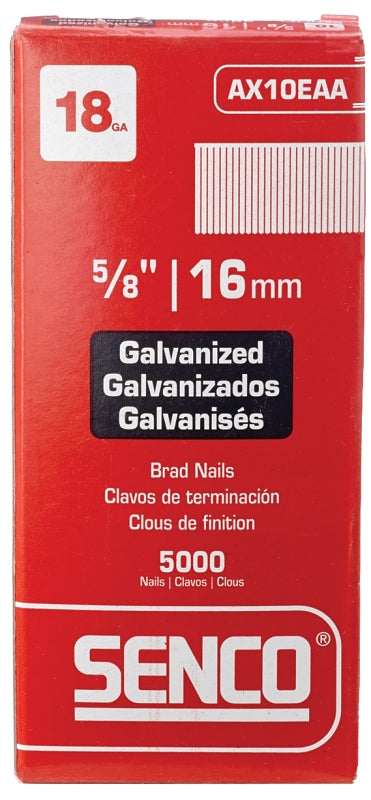 HandyCT Senco AX10EAA 18 gauge x 5/8" medium head straight strip brad nails galvanized 5000 per box