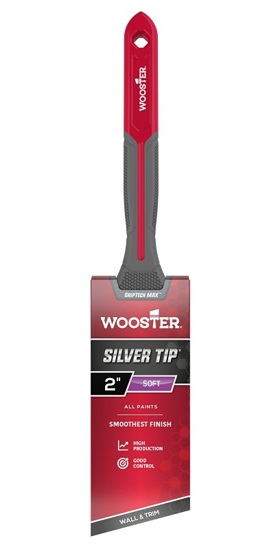 Wooster G5221-2 GripTech Max Paintbrush, Red/Gray