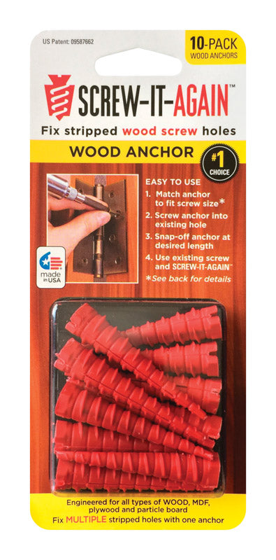 SCREW-IT-AGAIN 1/4 in. D X 1 in. L Polypropylene Hex Head Wood Anchor 10 pk SIA-10PK
