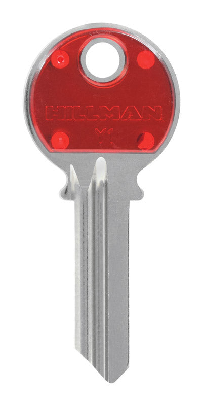 Hillman 5969050 Colorplus Traditional Key House & Office Blank Single Sided Universal Key - Red Pack of 5