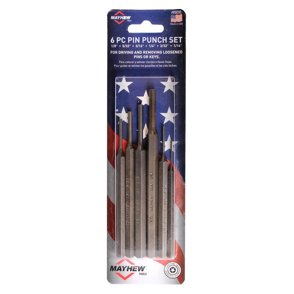 Mayhew Tools 89035 Pin Punch Set, 6-Piece