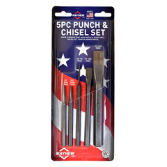 Mayhew Tools 90402 Punch and Chisel Set, Blast Finish, 5-Piece