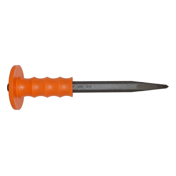 Mayhew Tools 80205 Handguarded Bullpoint Chisel, 3/4" x 12", Shot Blast Finish