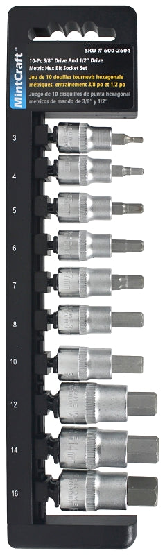 Mintcraft TS1010M 10Piece 0.38-0.5 Driver Hex Socket Set