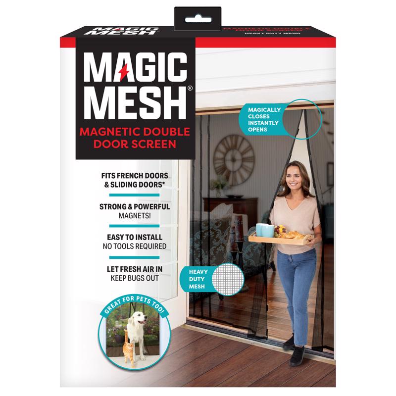 Magic Mesh Double Door- Hands Free Magnetic Screen Door, Fits French & Sliding Doors 75 in x 83 in
