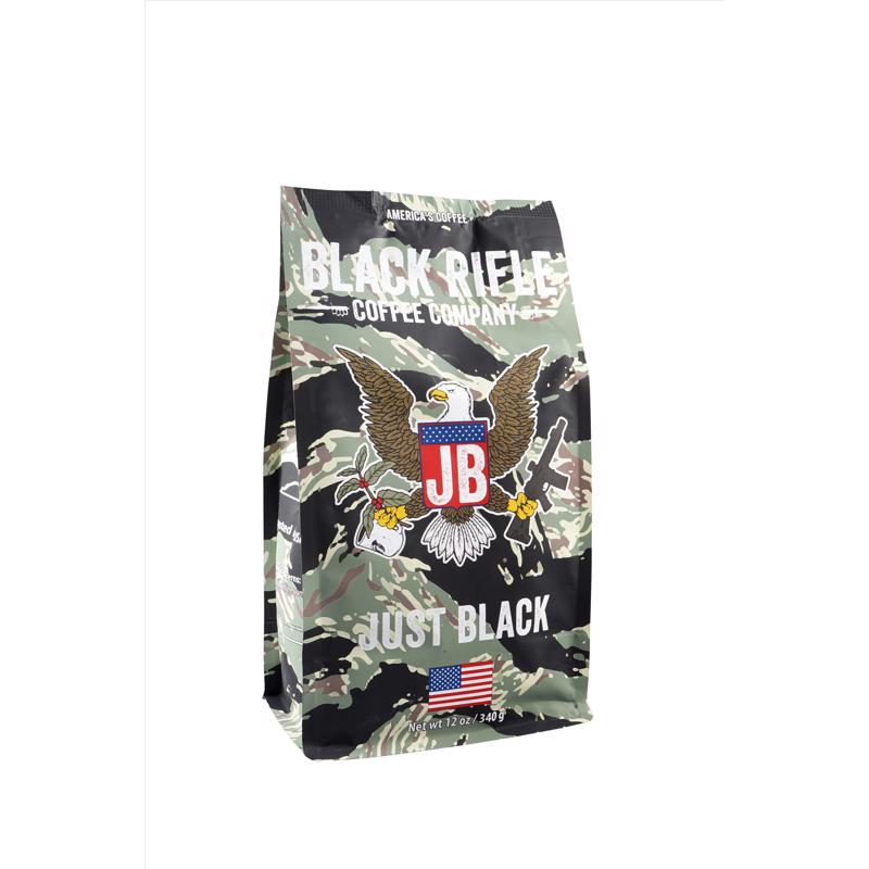 Black Rifle Coffee Company Just Black, 12oz Bag, Ground Coffee Medium Roast - Roasted Blend Made from Arabica Beans - Colombian & Brazilian Beans - Veteran Founded & American Made 30-149-12G-201