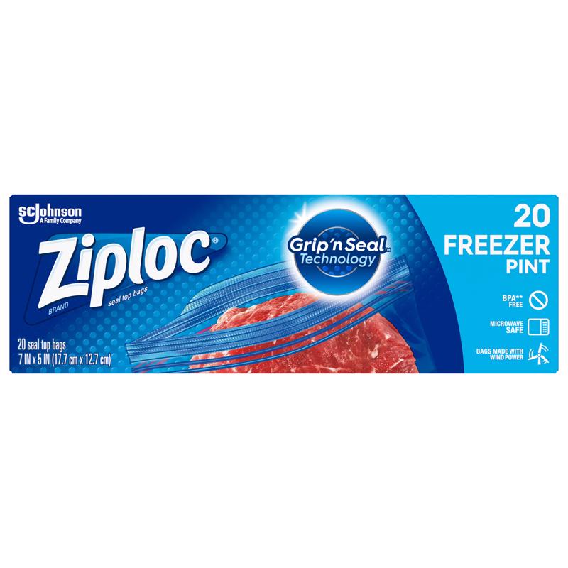 Ziploc Freezer Bag, Pint, 20-Count(Pack of 3)