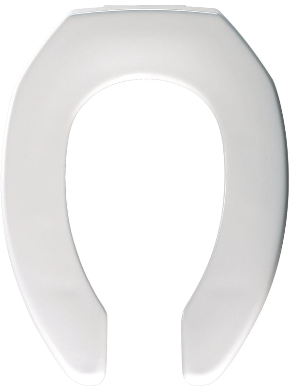 BEMIS 1955CT Commercial Heavy Duty Open Front Toilet Seat will Never Loosen & Reduce Call-backs, ELONGATED, Plastic, White M1955C-000