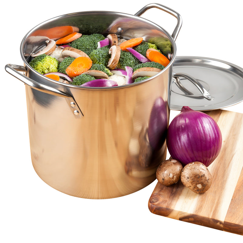 McSunley Medium Stainless Steel Prep N Cook Stockpot, 20 Quart, Silver
