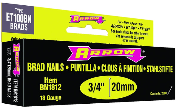 Arrow Fastener BN1812BCS Genuine 3/4-Inch, 18-Gauge Brown Brads, 2,000-Pack